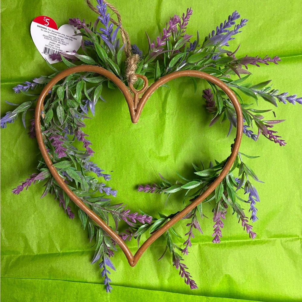 Heart-Shaped Wreath with Green and Purple Foliage